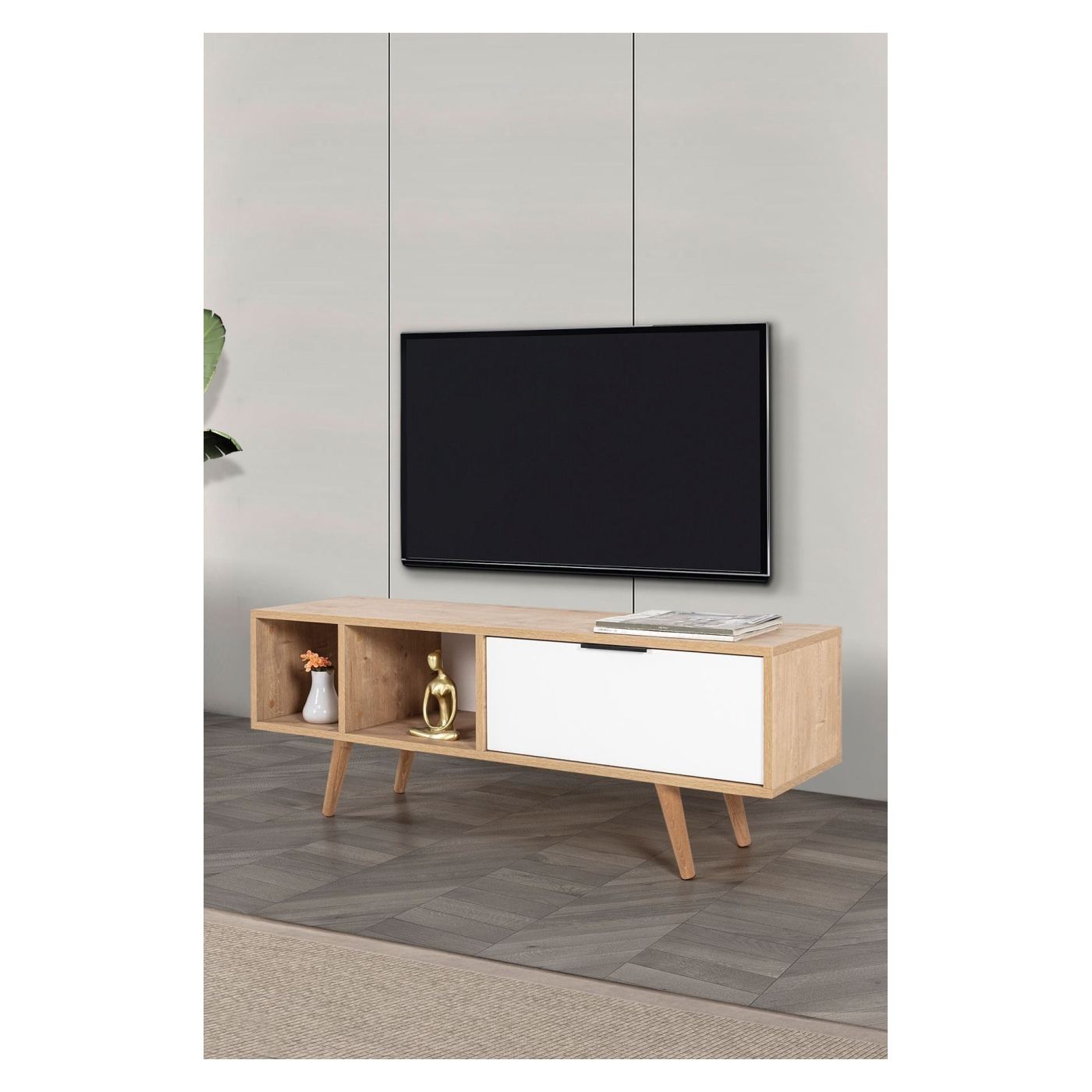 TV állvány, Sapphire Oak, Fehér - 3