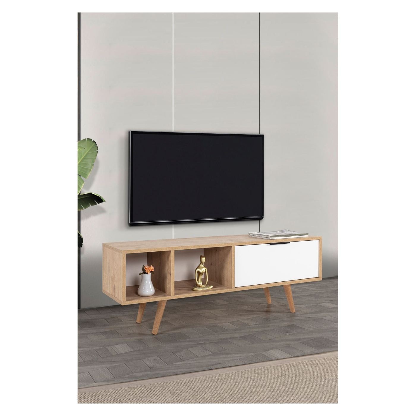 TV állvány, Sapphire Oak, Fehér - 4