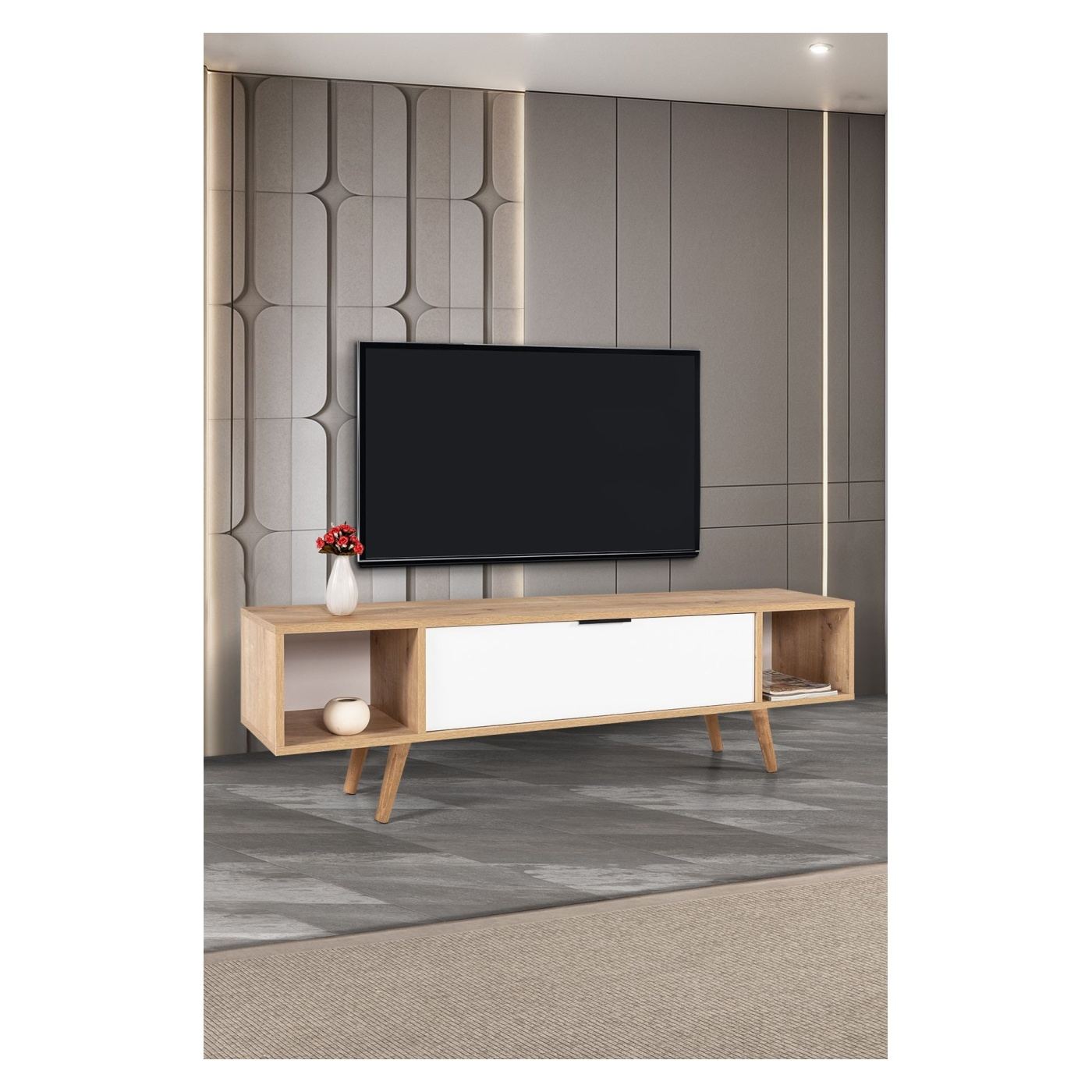 TV állvány, Sapphire Oak, Fehér - 3
