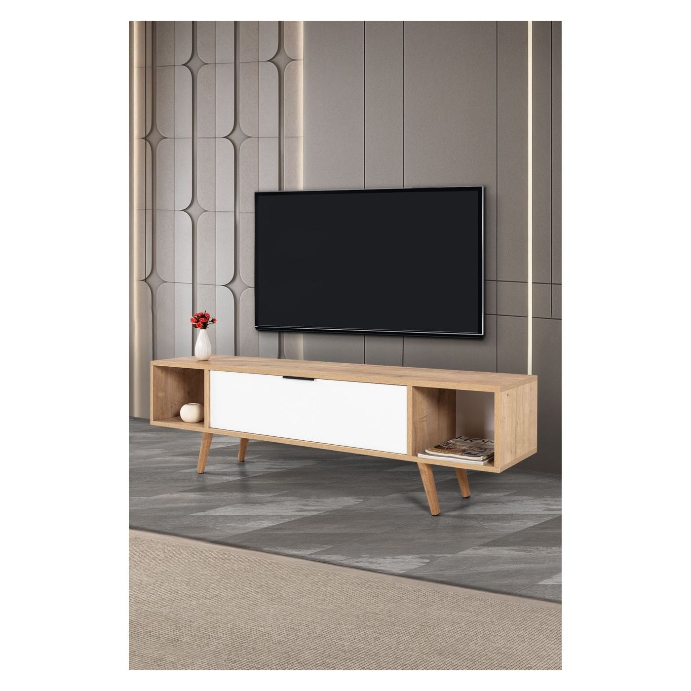 TV állvány, Sapphire Oak, Fehér - 5