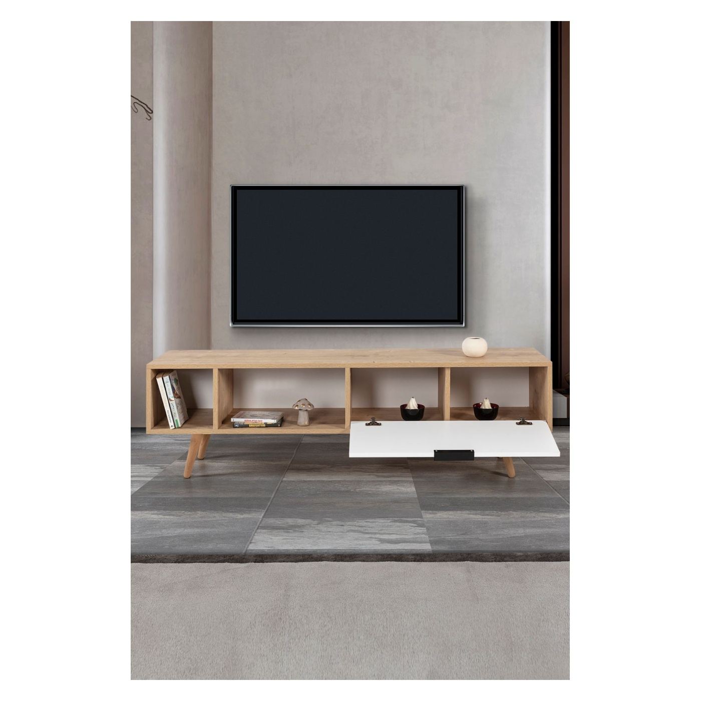 TV állvány, Sapphire Oak, Fehér - 2
