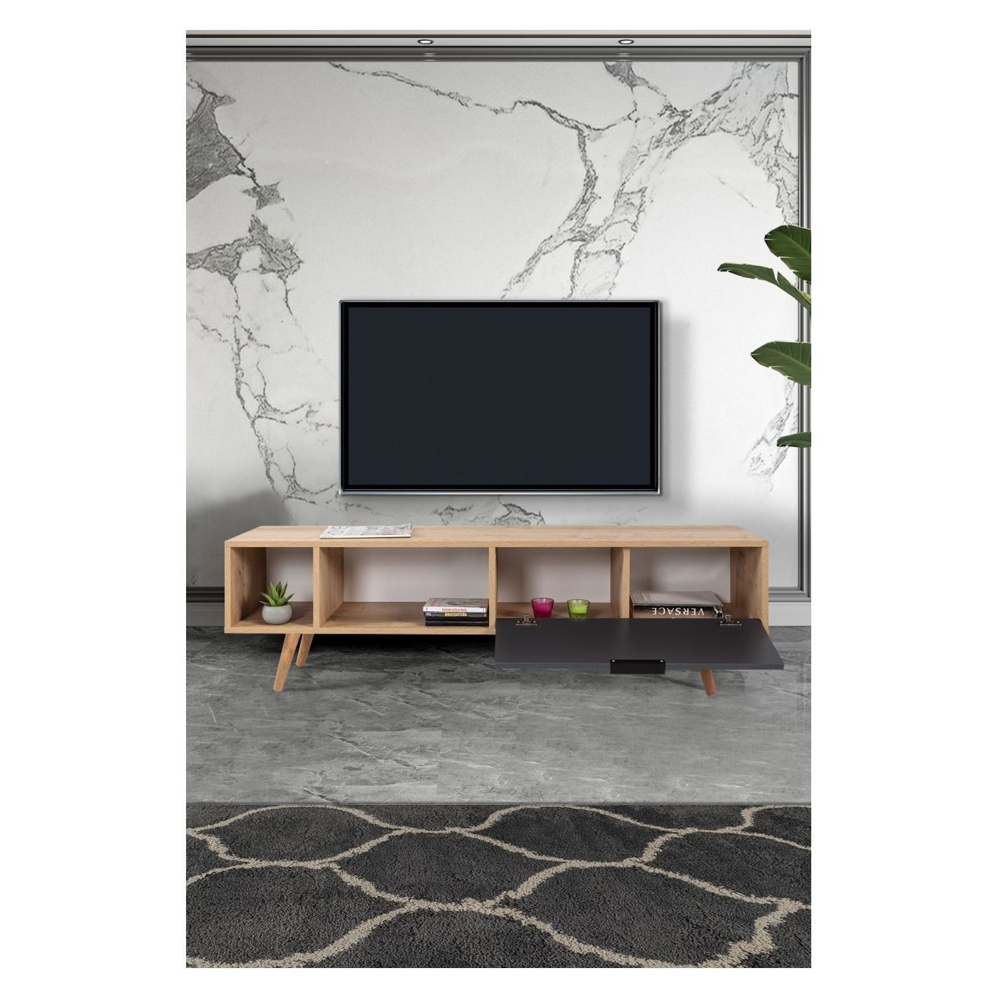 TV állvány, Sapphire Oak, Anthracite - 2