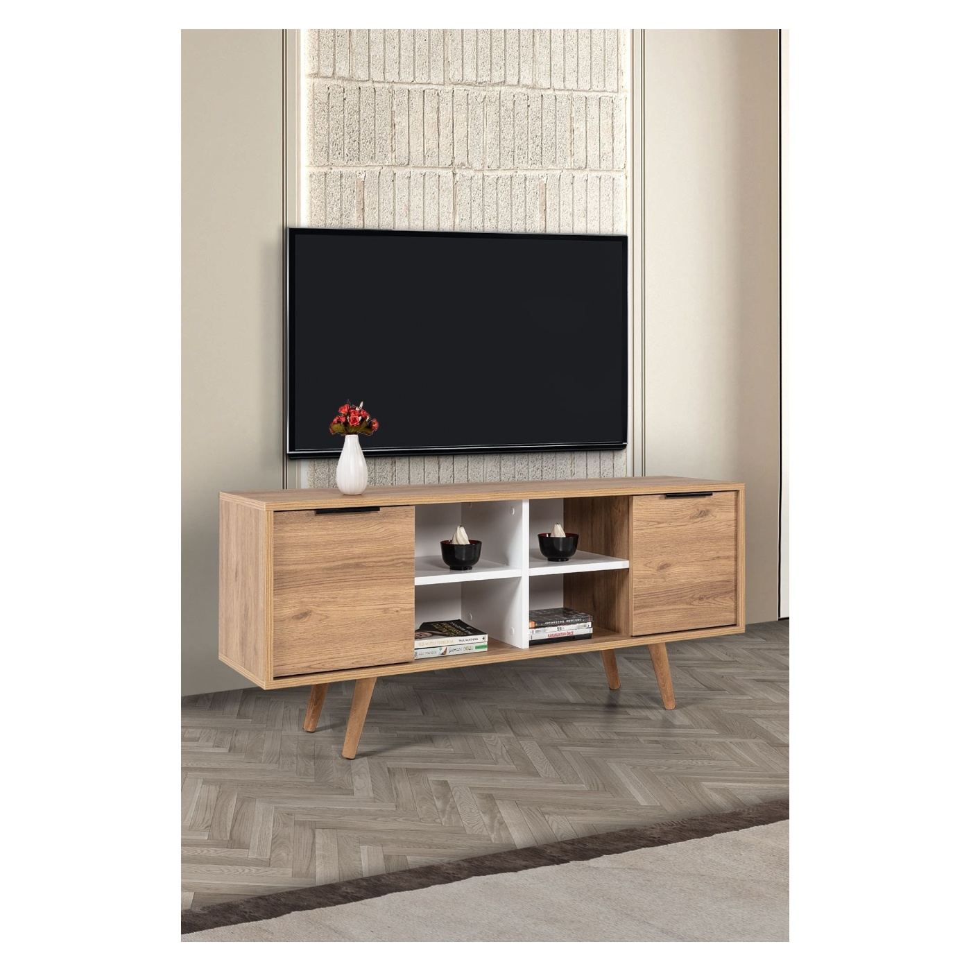TV állvány, Sapphire Oak, Fehér - 4