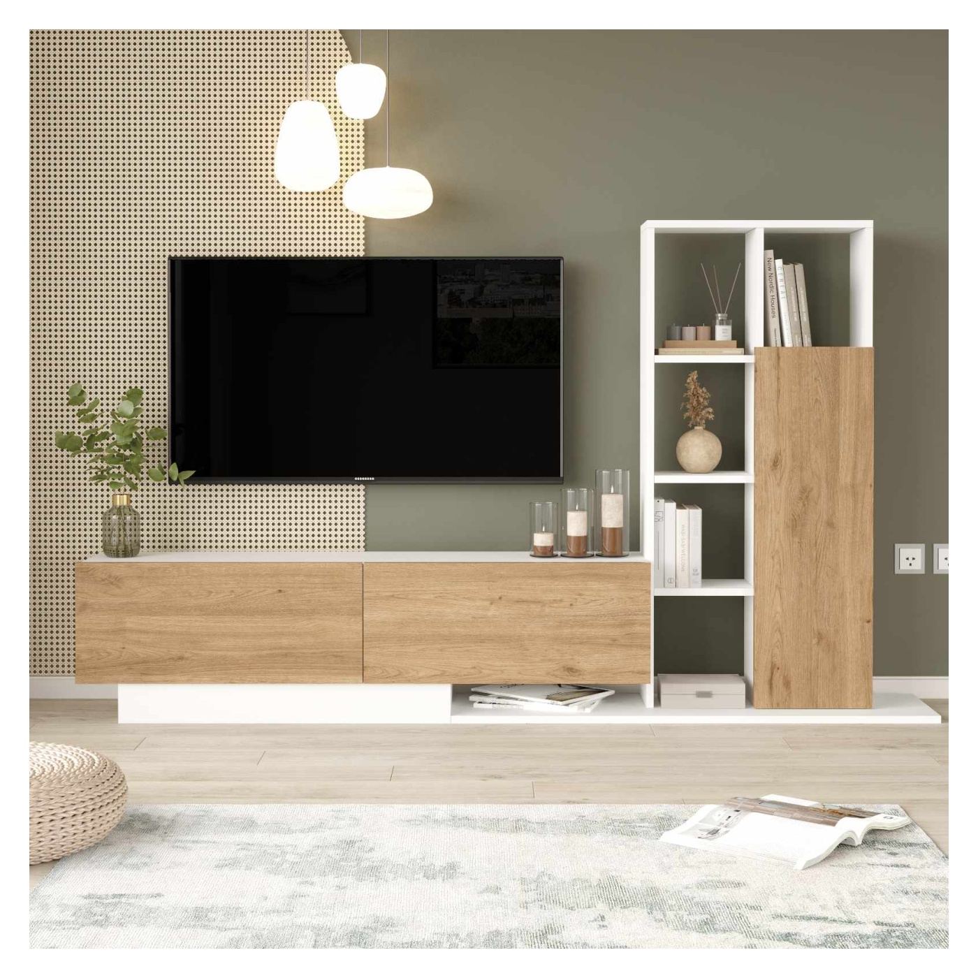 TV állvány, Natúr, Fehér - 2