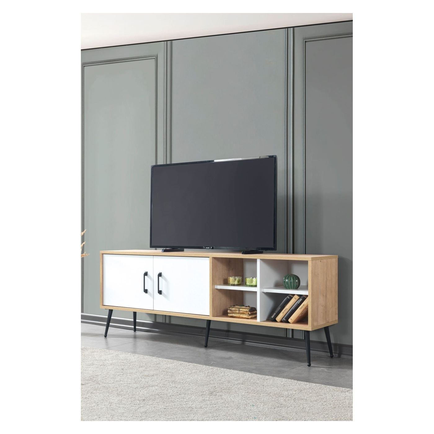 TV állvány, Sapphire Oak, Fehér - 3