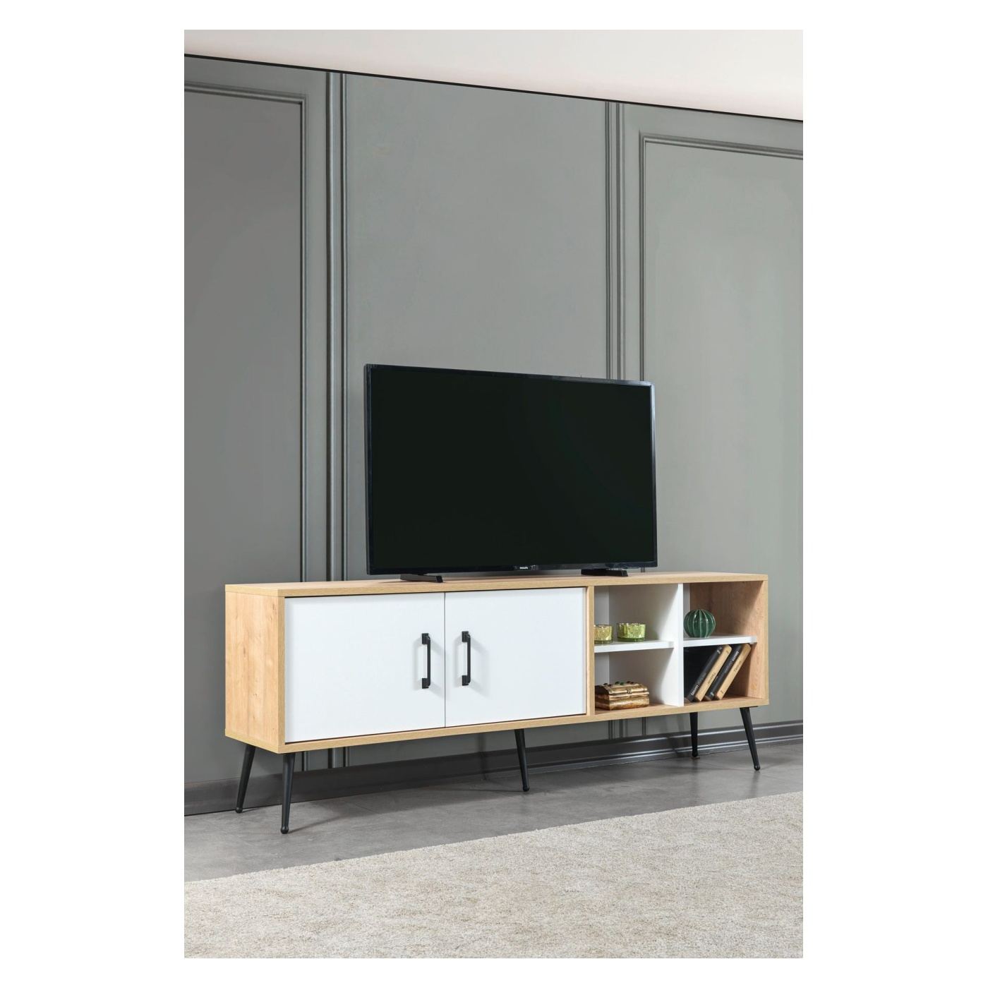 TV állvány, Sapphire Oak, Fehér - 4