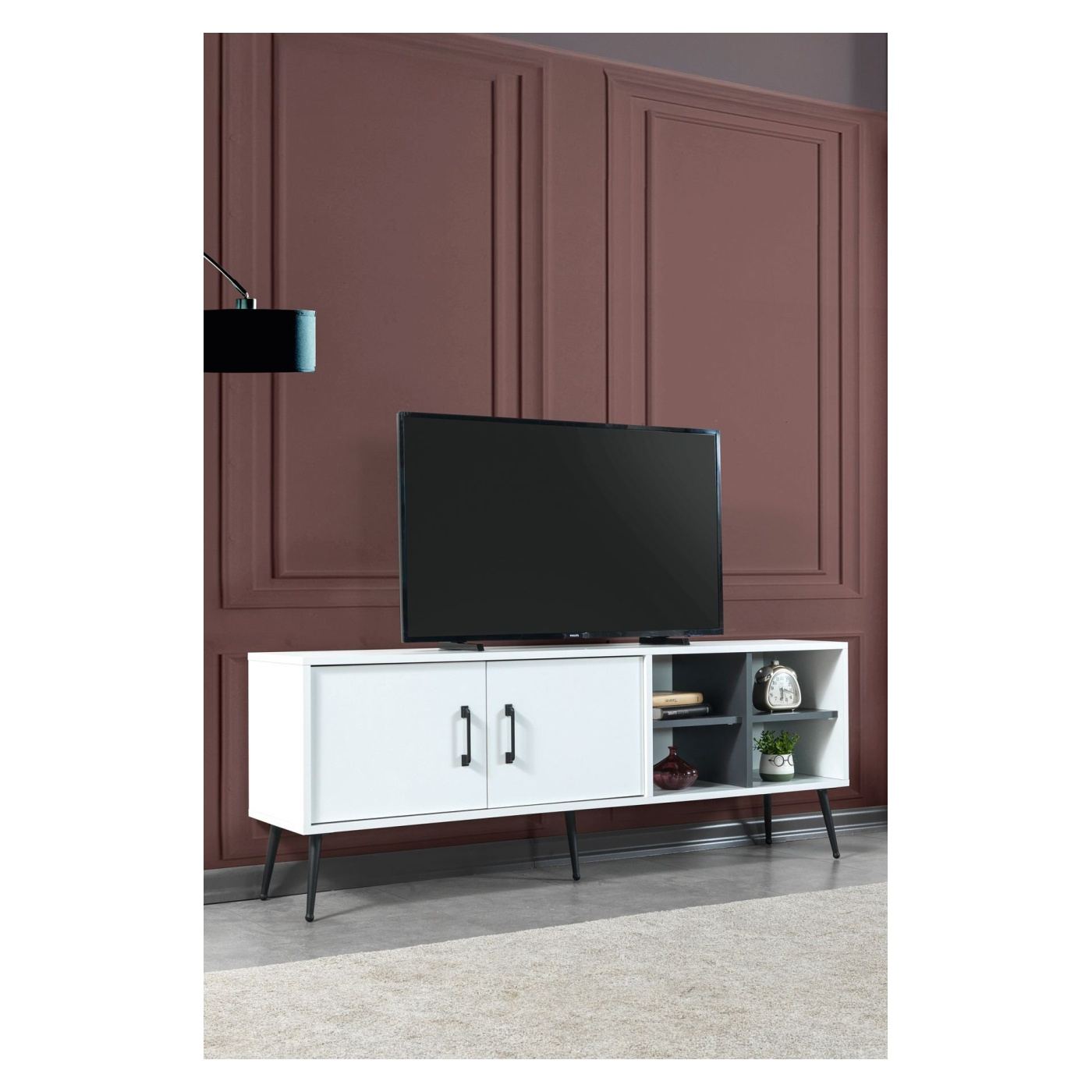 TV állvány, fehér, antracit - 4