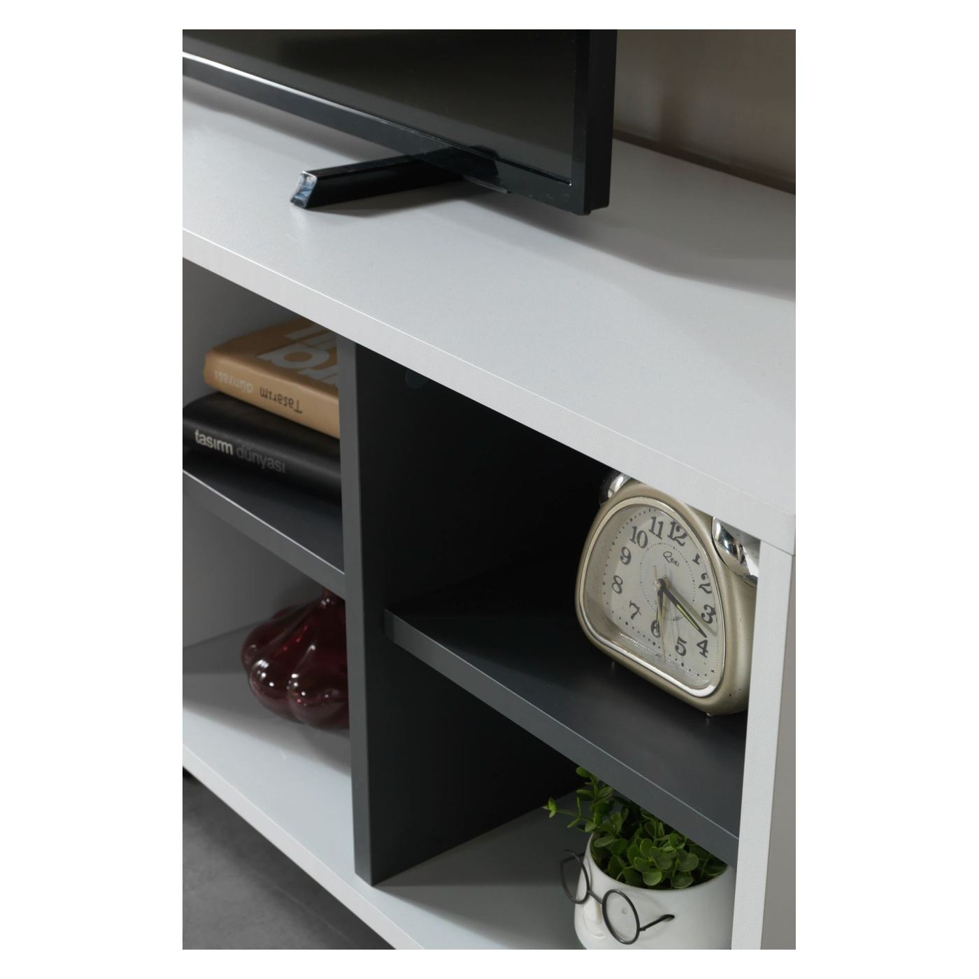 TV állvány, fehér, antracit - 6