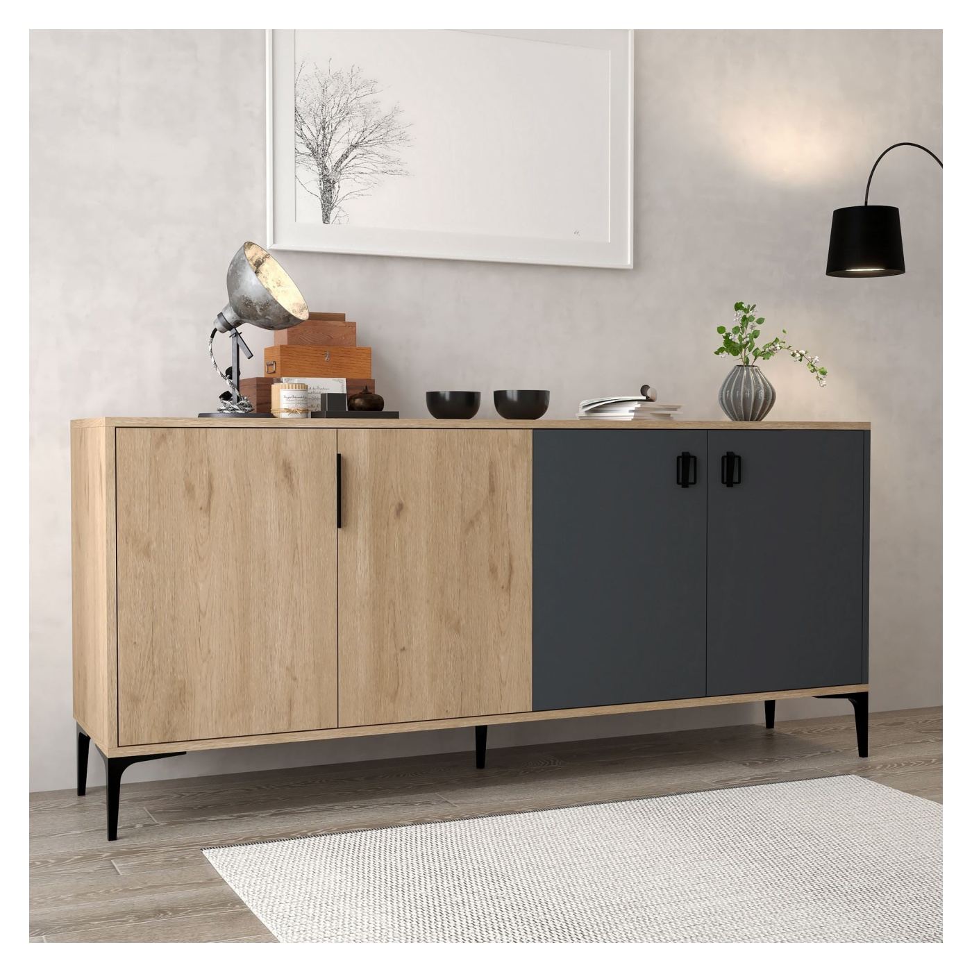 Konzolasztal, Sapphire Oak, Anthracite - 4
