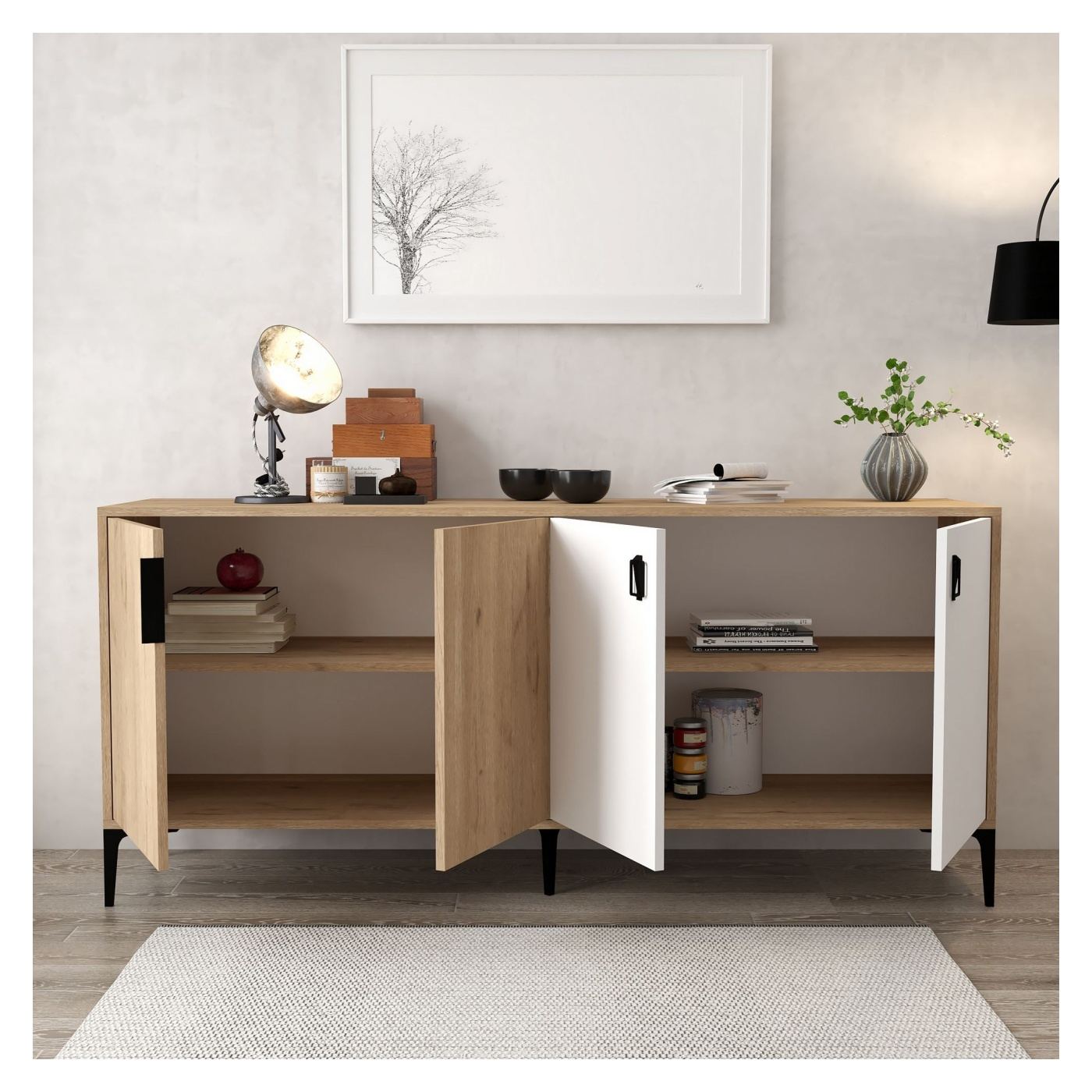 Konzol, Sapphire Oak, Fehér - 2