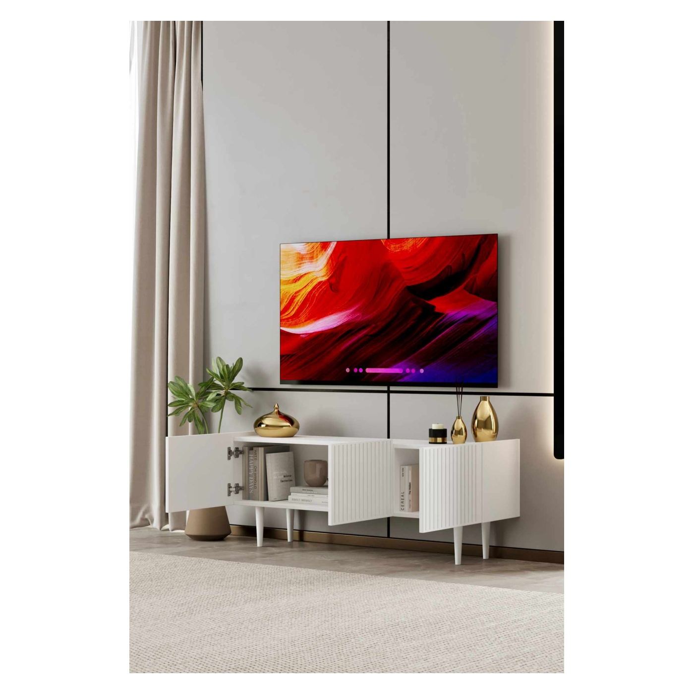 TV állvány, fehér - 3
