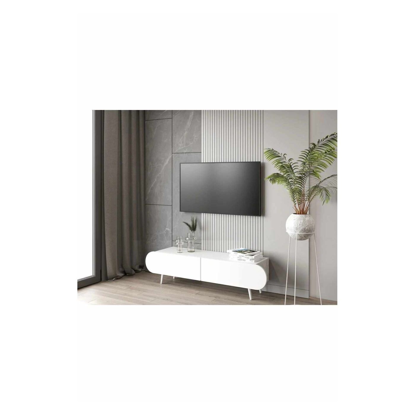 TV állvány, fehér - 2