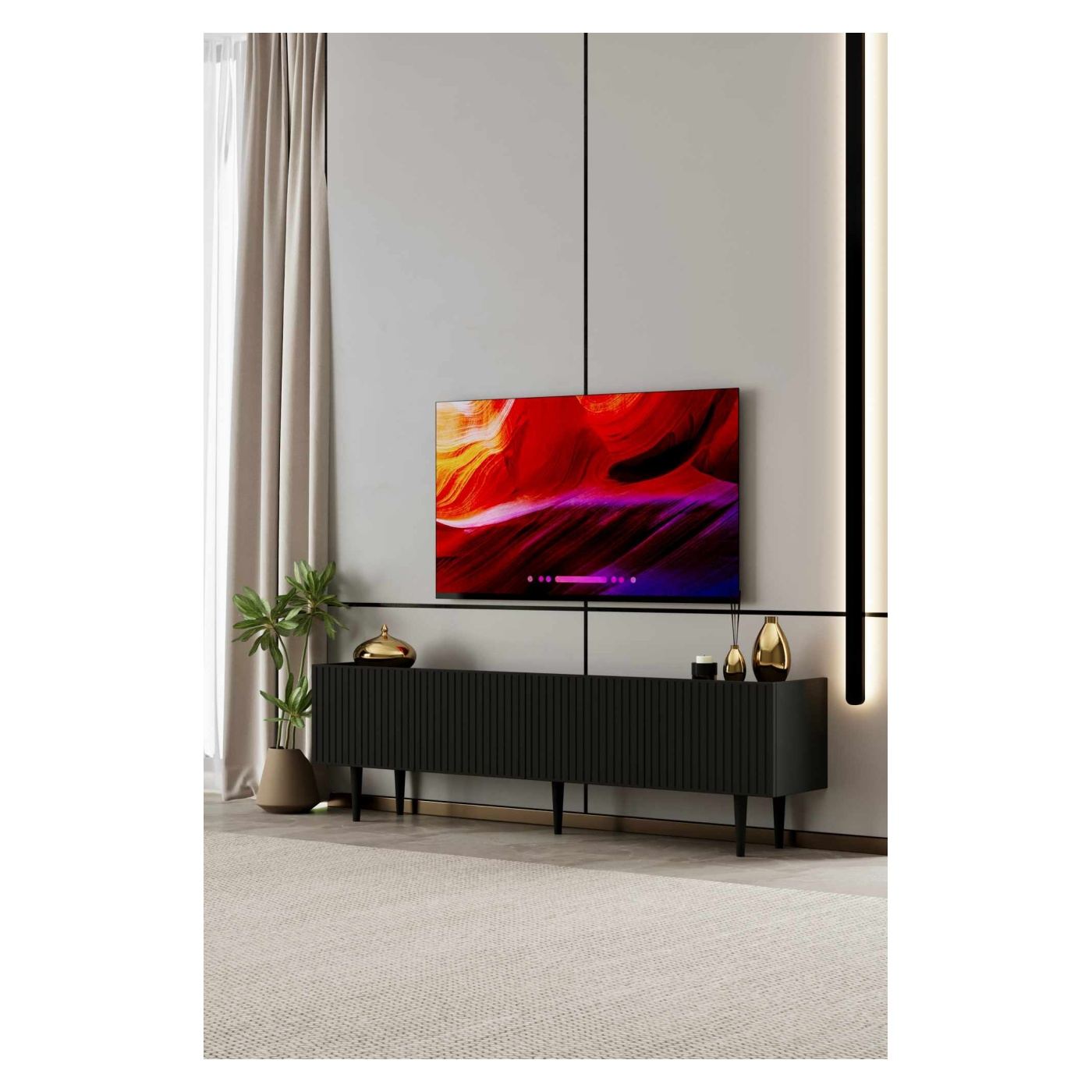 TV állvány, fekete - 2