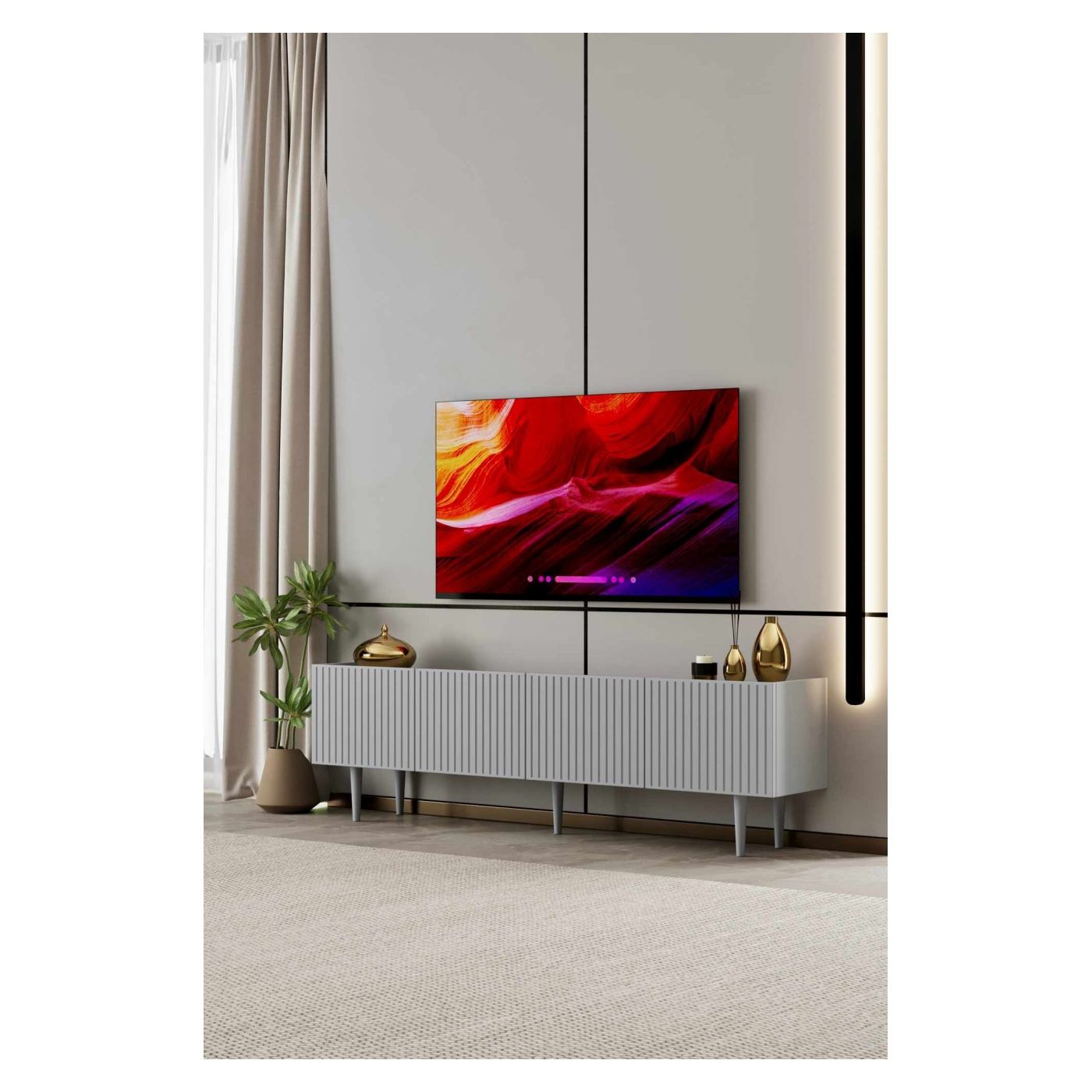 TV állvány, világosszürke - 2
