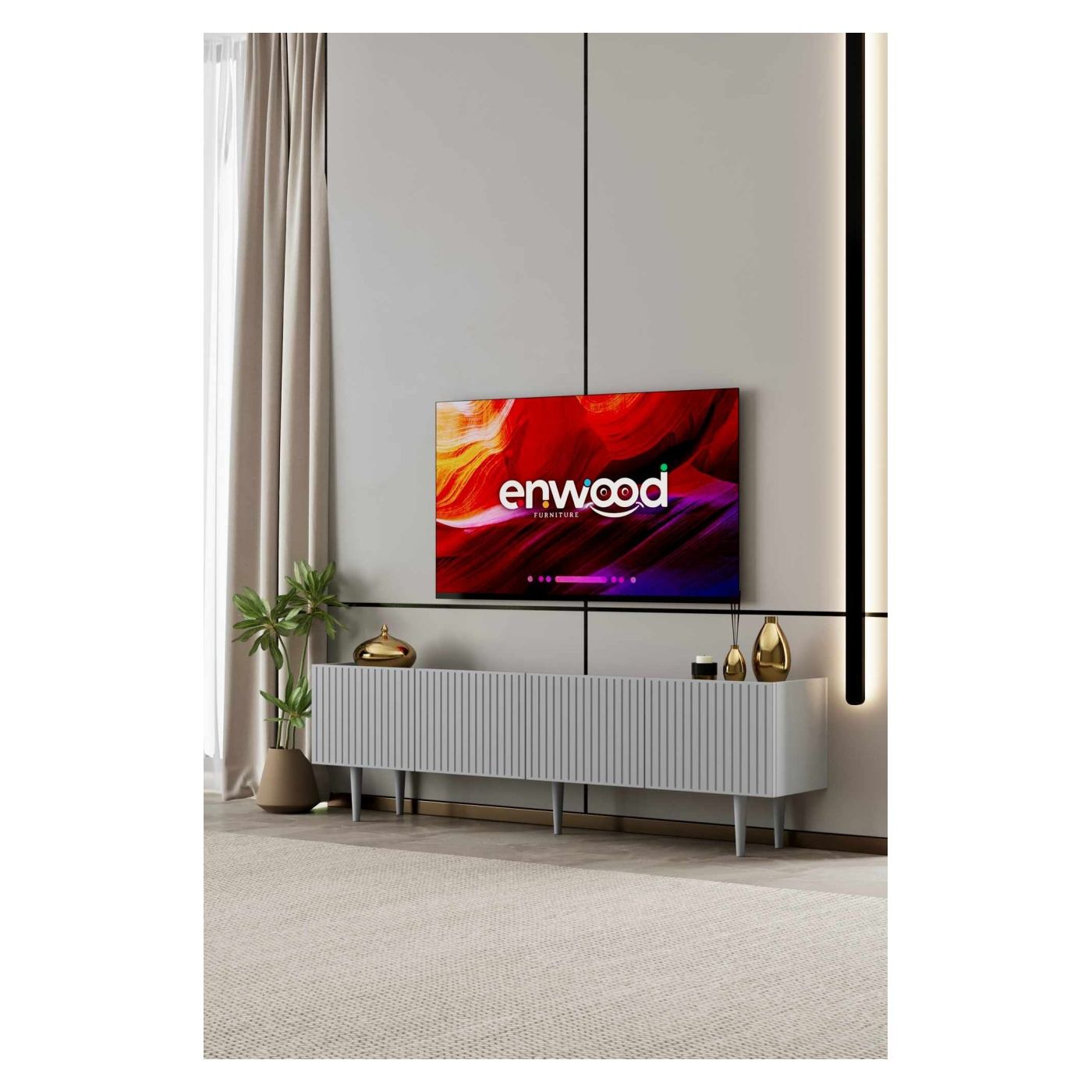TV állvány, világosszürke - 2