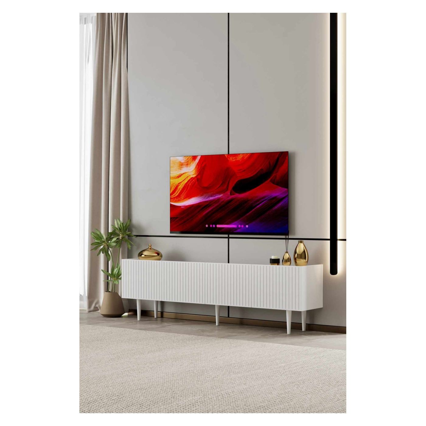 TV állvány, fehér - 2