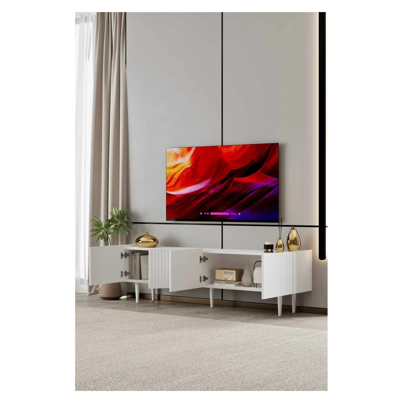 TV állvány, fehér - 3