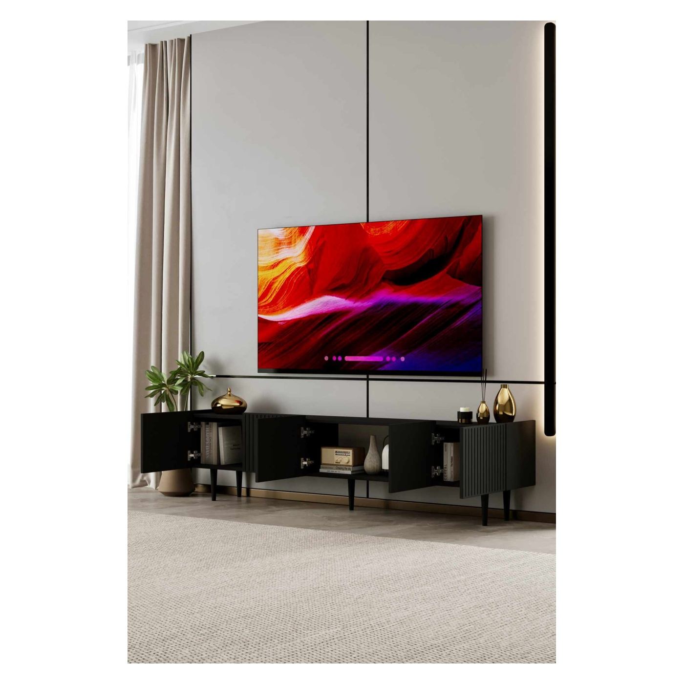 TV állvány, fekete - 3