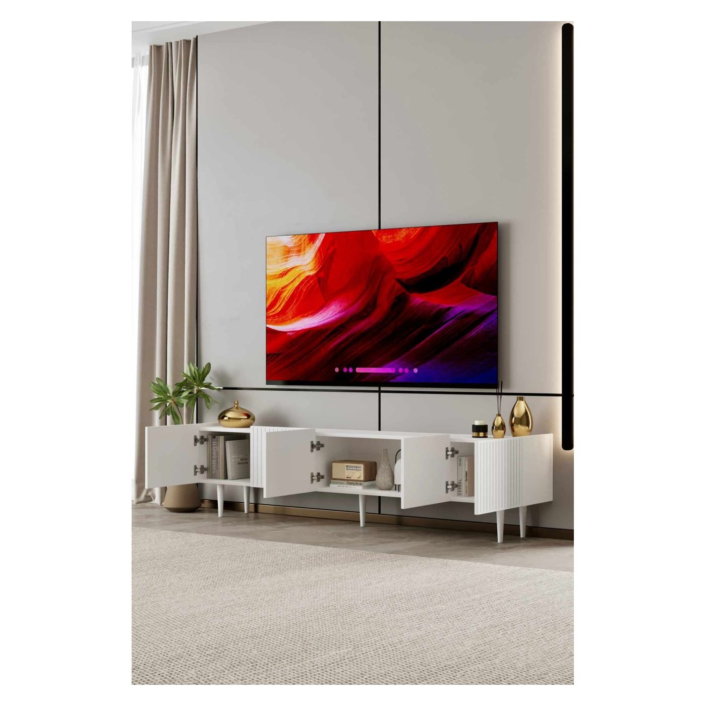 TV állvány, fehér - 3