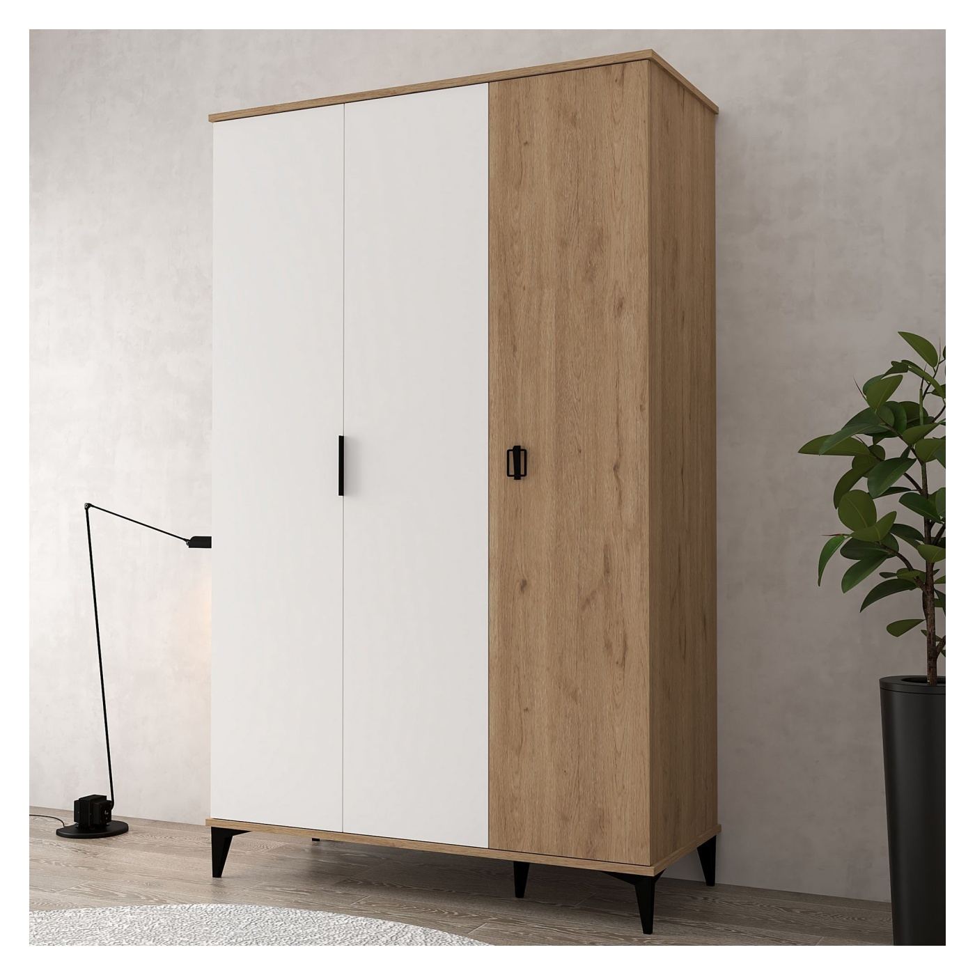 Szekrény, Sapphire Oak, Fehér - 4