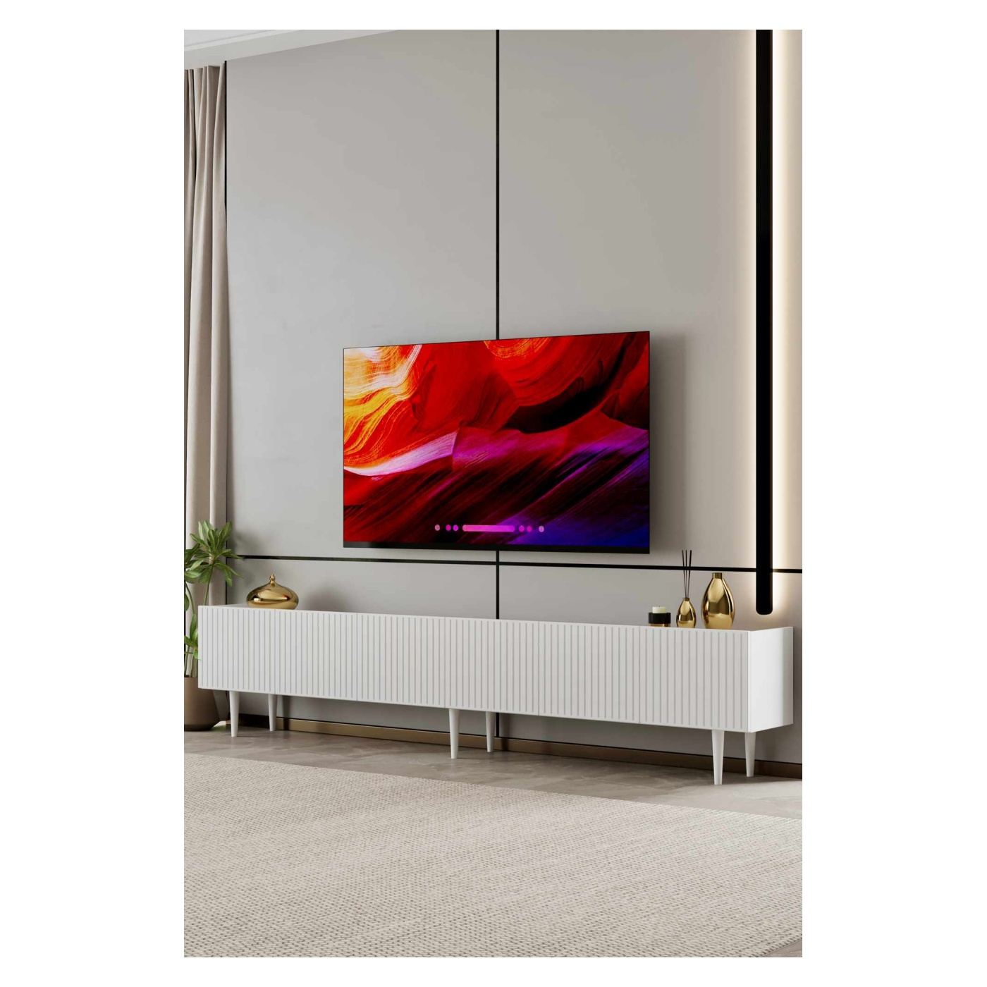 TV állvány, fehér - 2