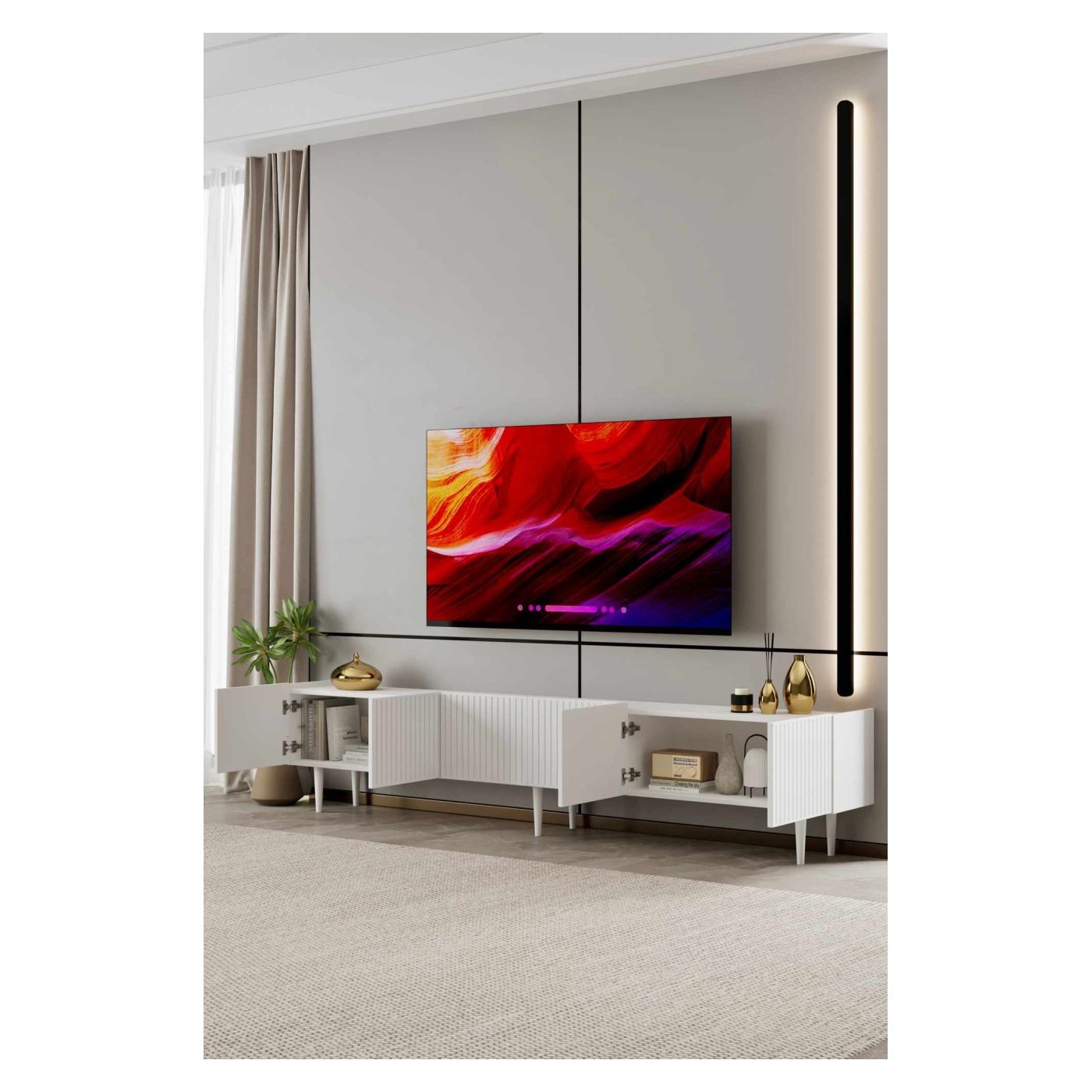 TV állvány, fehér - 3