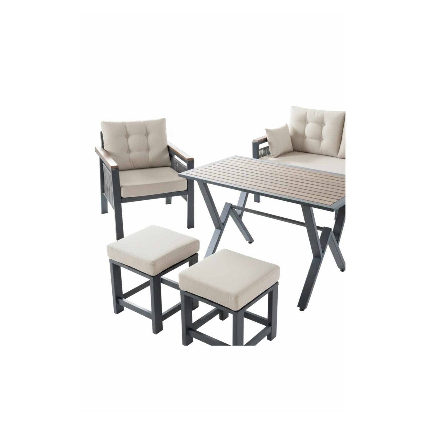 Kerti Lounge Szett, Krém - 3