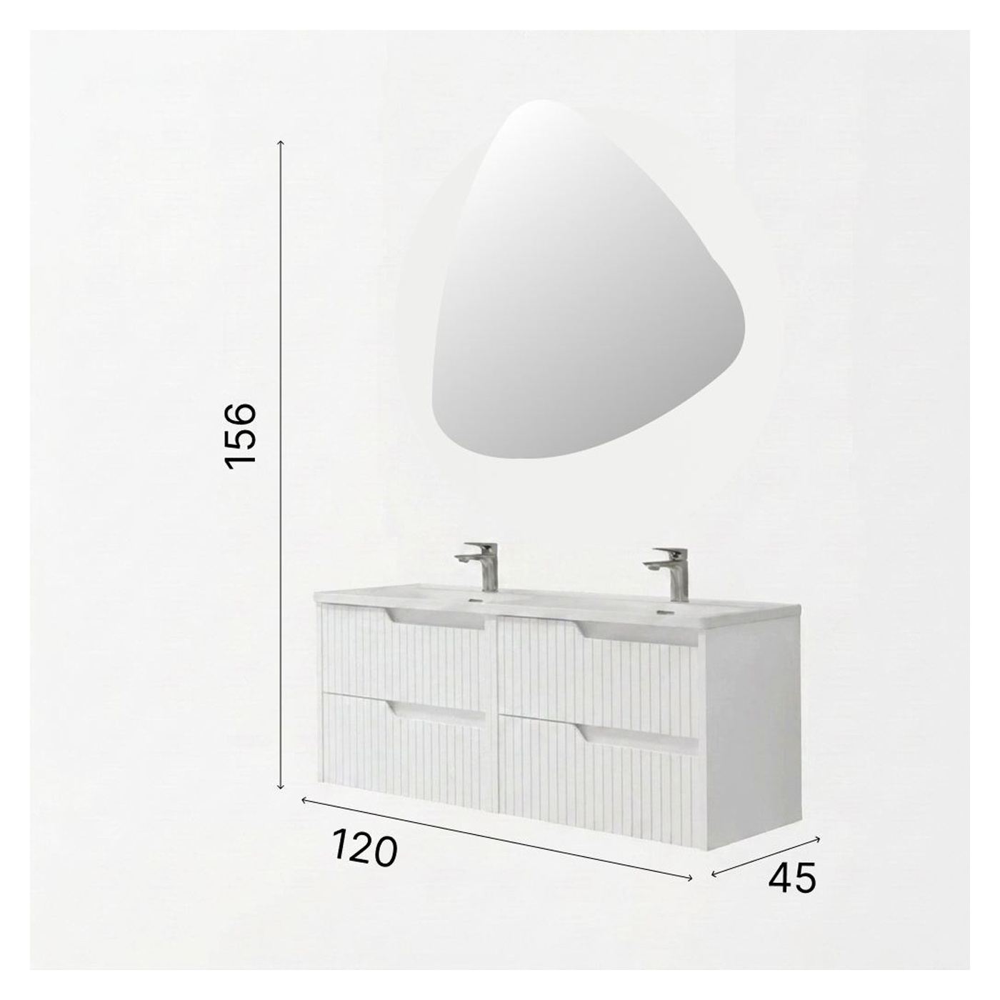 Fürdőszoba szekrény mosdóval és tükörrel szett (2 részes), Bianco - 4
