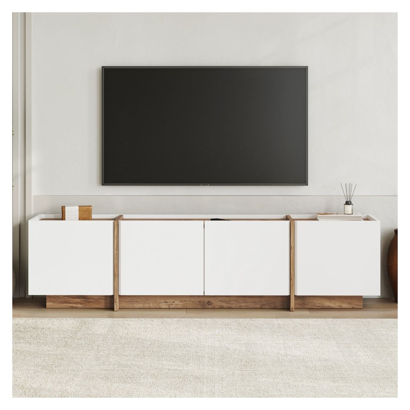 TV állvány, Fehér, Atlantic Pine - 2