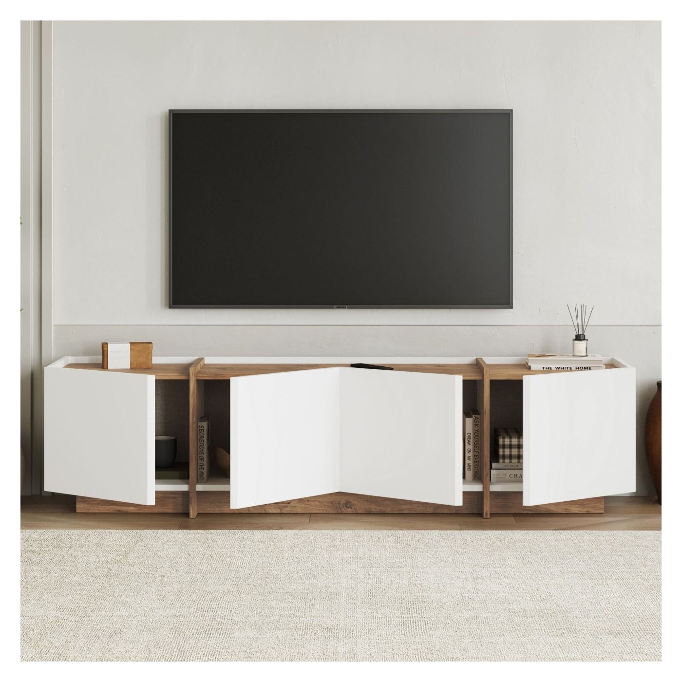 TV állvány, Fehér, Atlantic Pine - 3