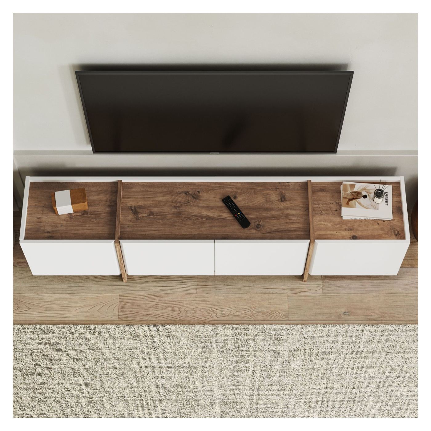 TV állvány, Fehér, Atlantic Pine - 5
