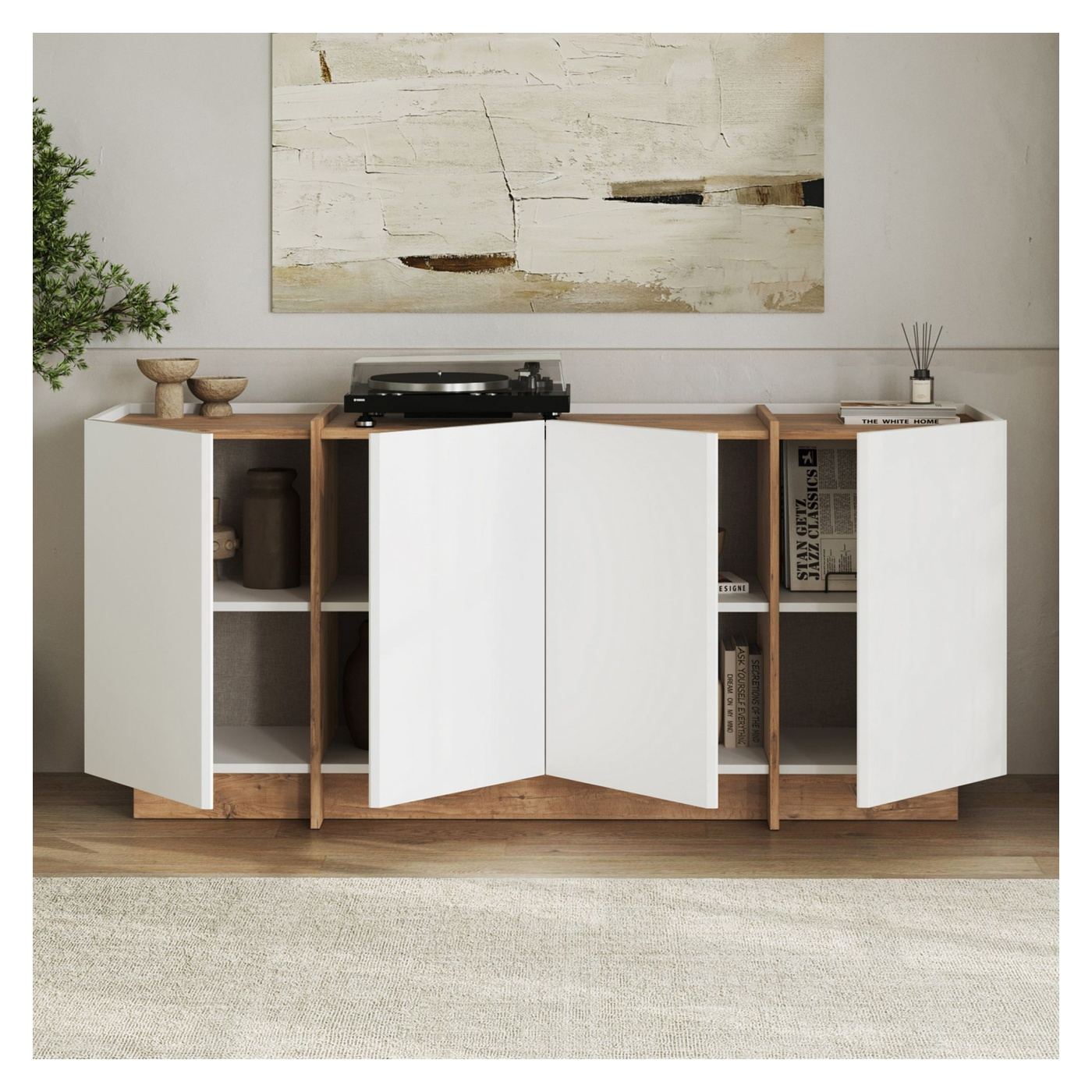 Konzol, fehér, Atlantic Pine - 5