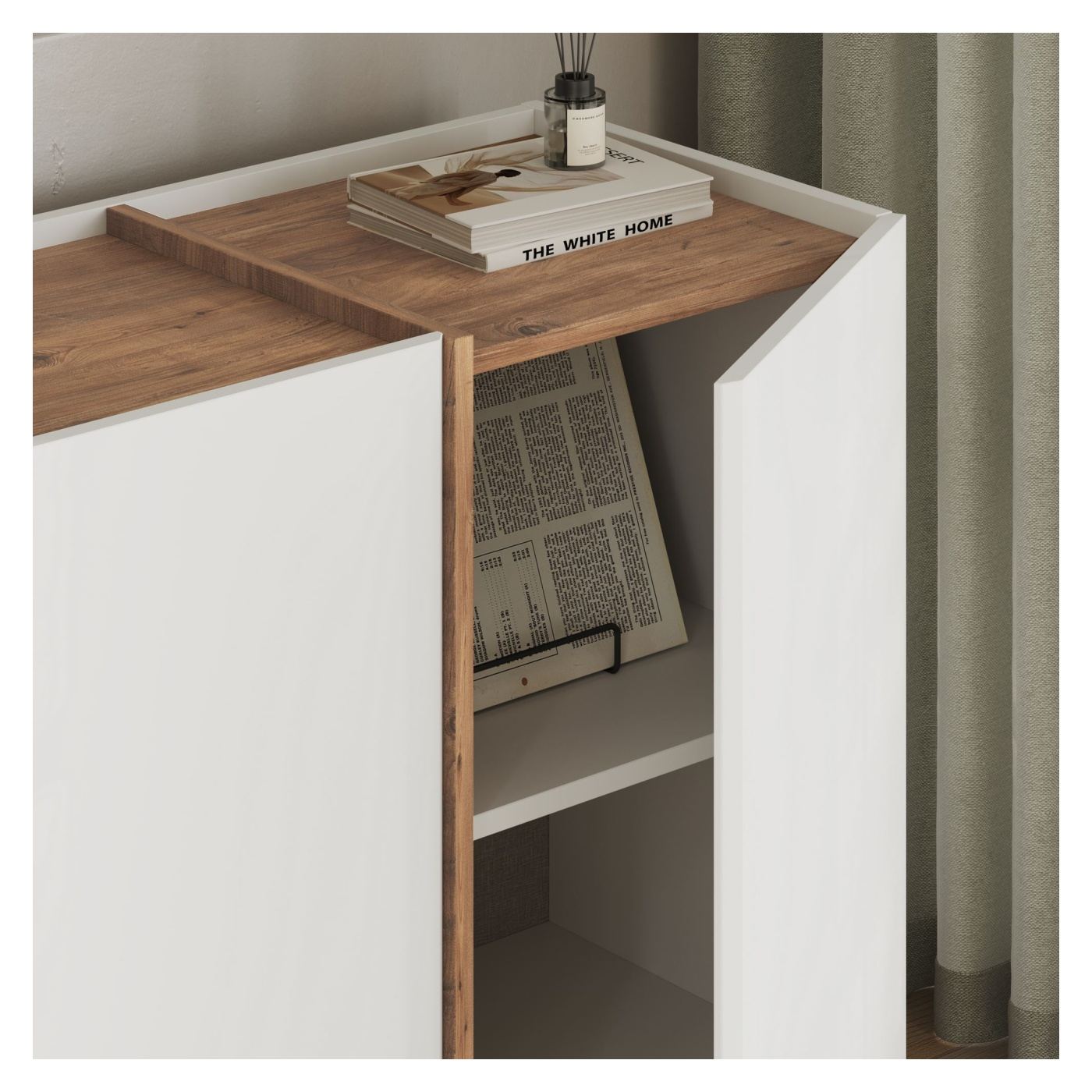 Konzol, fehér, Atlantic Pine - 7