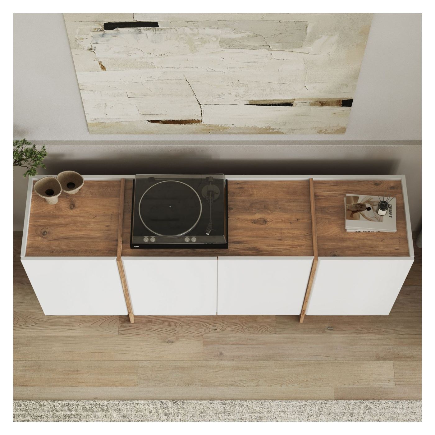 Konzol, fehér, Atlantic Pine - 9