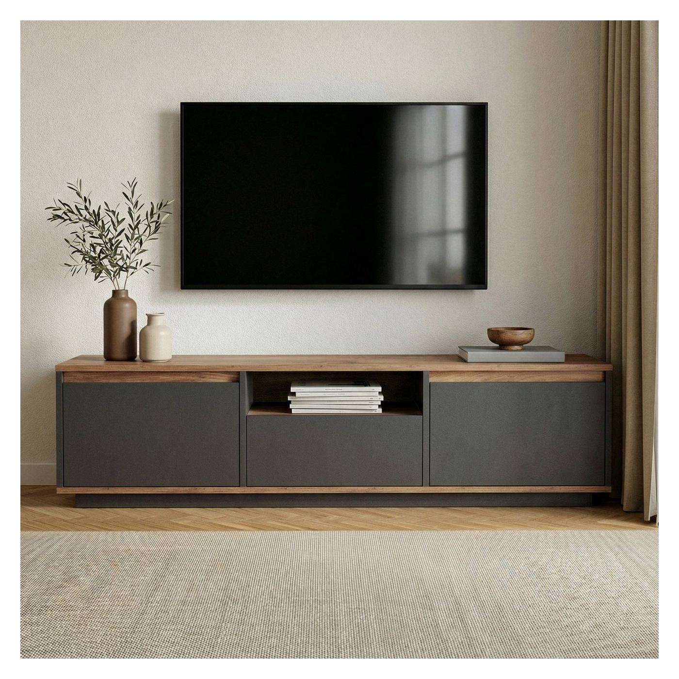 TV állvány, antracit, Atlantic Pine - 2