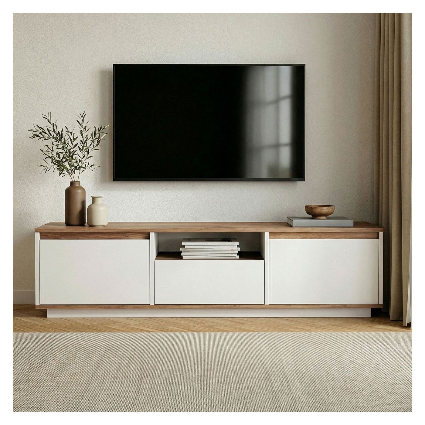 TV állvány, Atlantic Pine, Fehér - 2