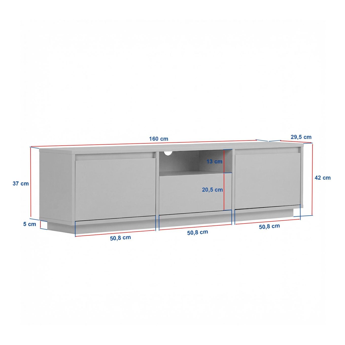 TV állvány, Atlantic Pine, Fehér - 8