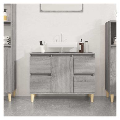 Dulap de chiuvetă, gri sonoma, 80x33x60 cm, lemn prelucrat