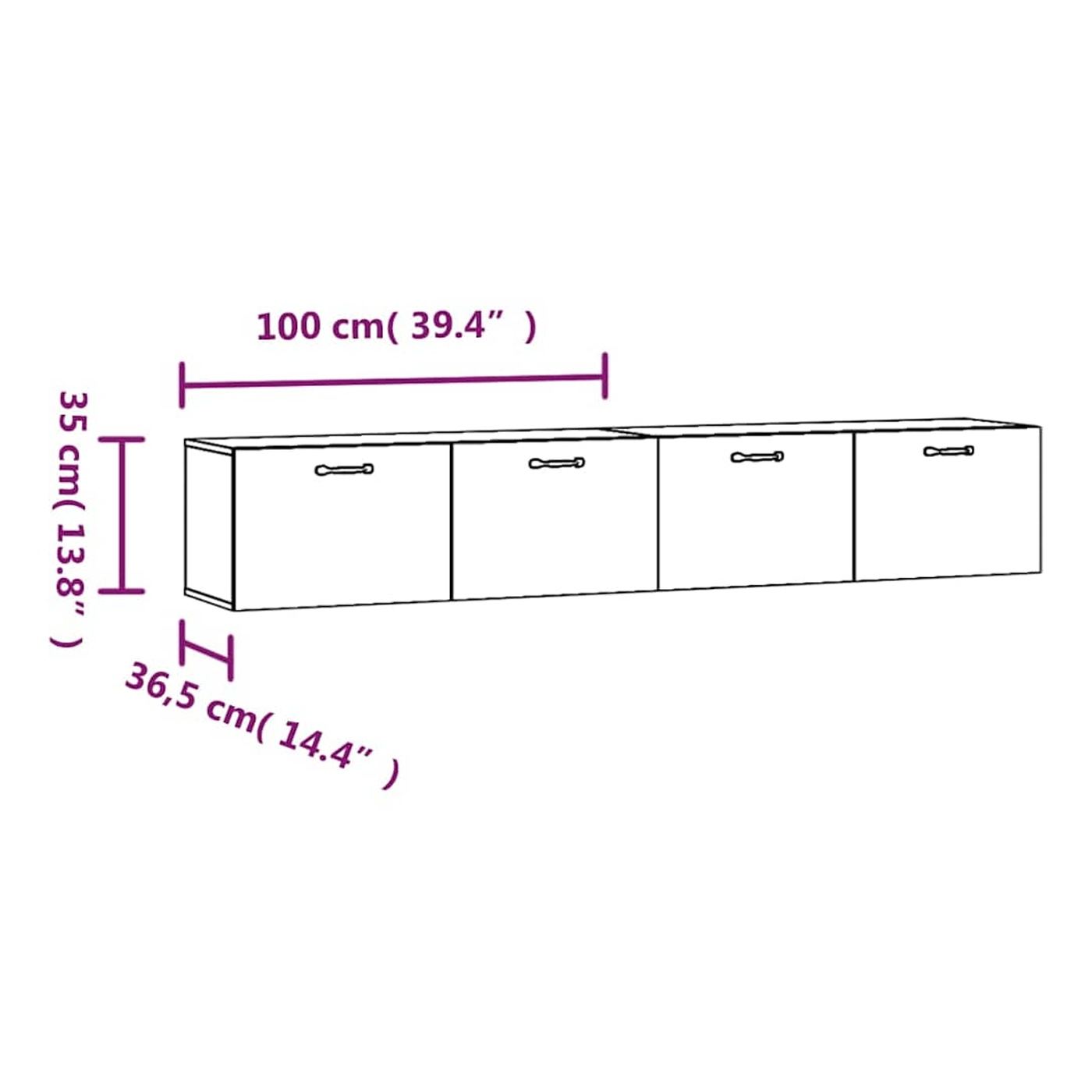 Stenske omarice, 2 kosa, sonoma hrast, 100x36,5x35 cm, les - 16