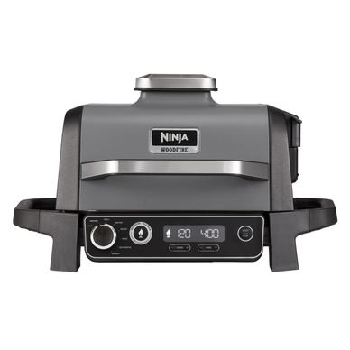 Електрическа скара опушвач Ninja OG701EU, 2400W, До 260C, Вътрешно аминово керамично покритие, Woodfire, Сив