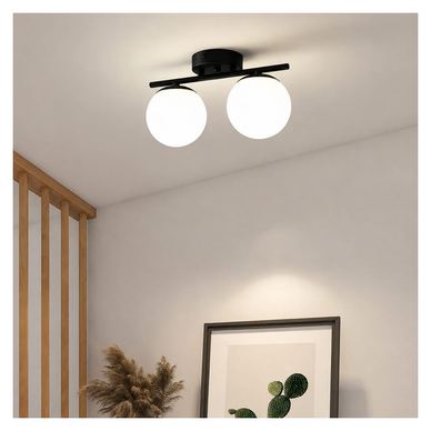 Lustra RFAN, Model 6073-2, Cu Abajururi, 2 X E27, Negru