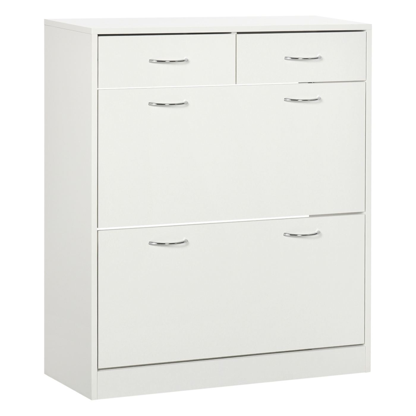 Тясна етажерка за обувки с 2 чекмеджета и 2 падащи врати, 12 чифта, 80 x 30 x 91.5 см, бяла - 21