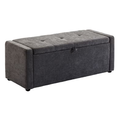 Bancă otomană cu depozitare și taburet 142L, dimensiune mare 122x48x44cm, șezut tapițat pentru 2 persoane, bancă de depozitare c