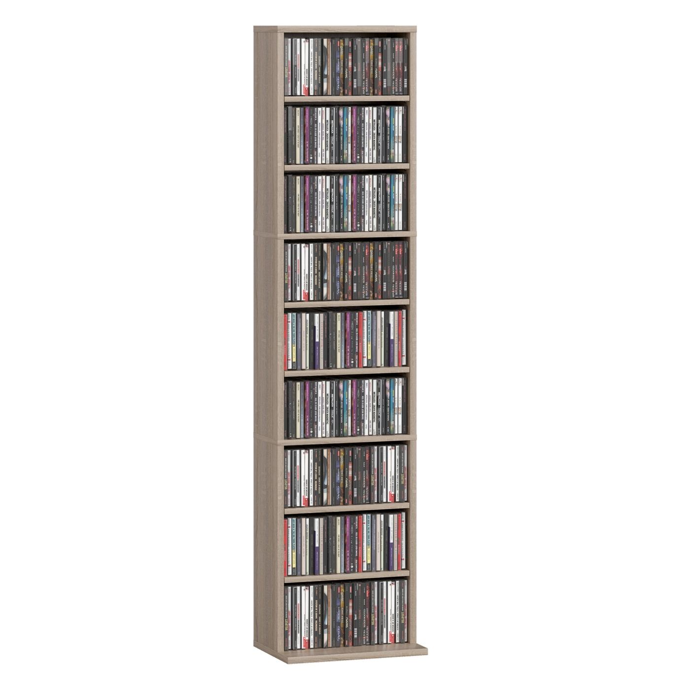 Шкаф за съхранение на CD с 6 регулируеми рафта, Компактна дървена единица с 9 отделения, за всекидневна, спалня - 11