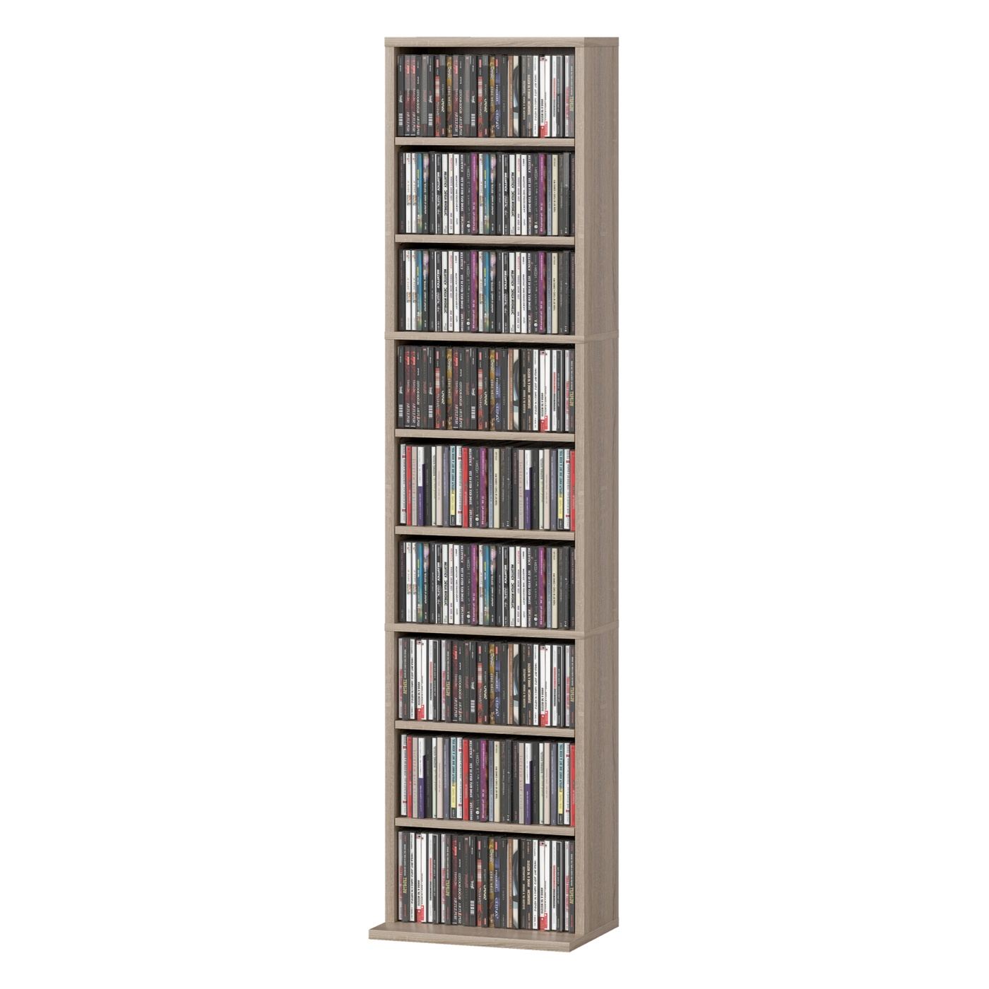 Шкаф за съхранение на CD с 6 регулируеми рафта, Компактна дървена единица с 9 отделения, за всекидневна, спалня - 12