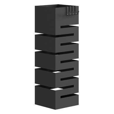 Suport Modern pentru Umbrele, Suport Metalic Freestanding cu Cârlige și Tavă pentru Scurgere, Design Sculptural pentru 8 Umbrele