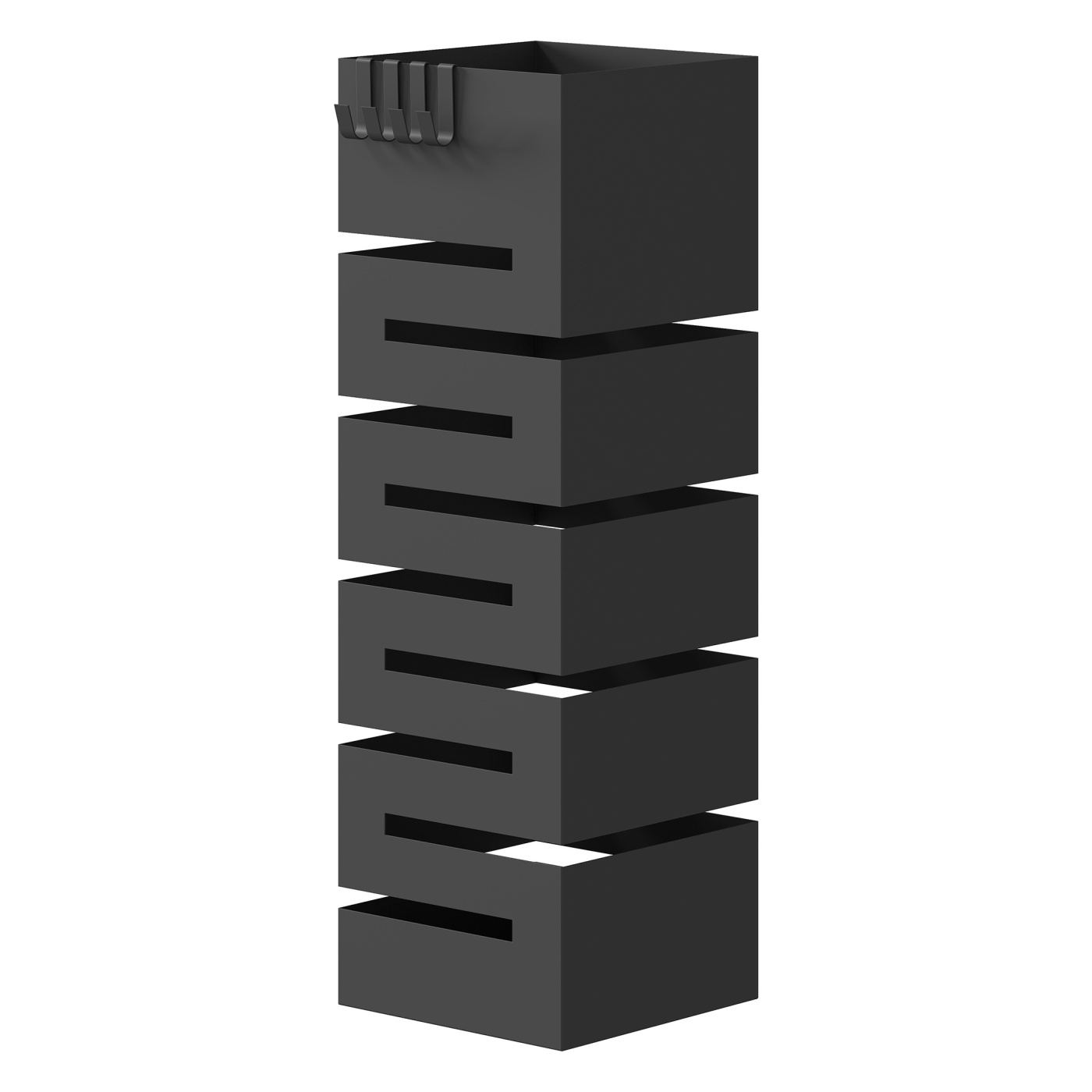Suport Modern pentru Umbrele, Suport Metalic Freestanding cu Cârlige și Tavă pentru Scurgere, Design Sculptural pentru 8 Umbrele - 12