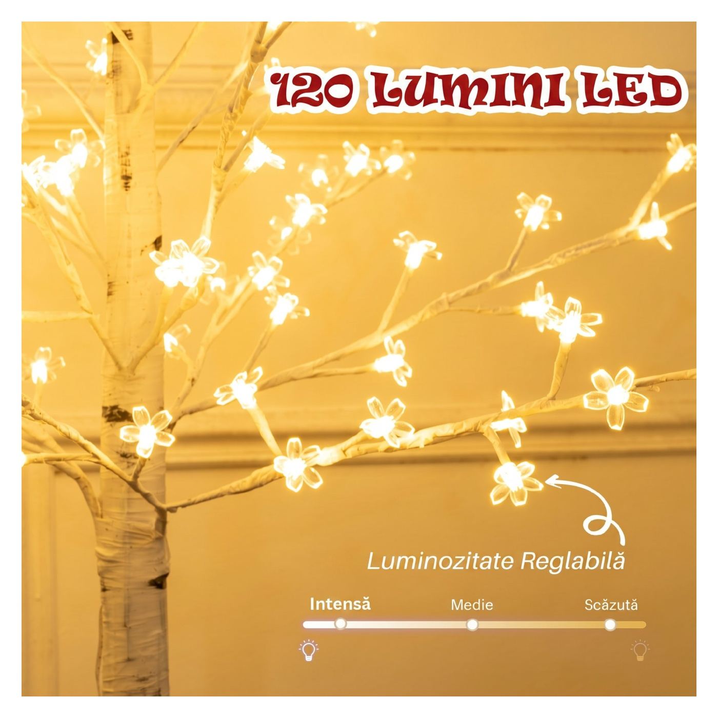 Светеща бреза с 180 LED лампички, височина 180 см и 18 клона, осветено дърво с 3 нива на яркост - 4