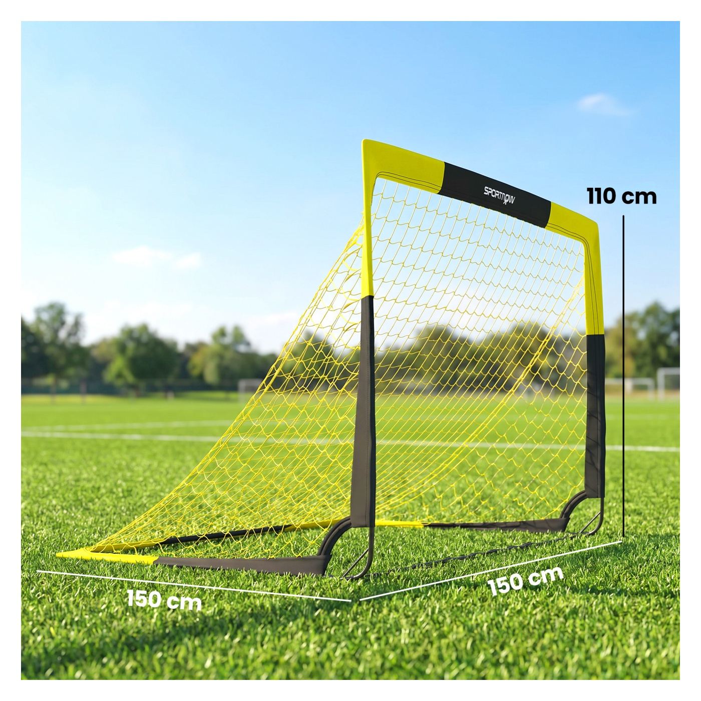 Футболна врата Pop-Up, преносима и сгъваема, с чанта за носене, 4 U-образни колчета, фибростъклени пръти, за тренировка - 3
