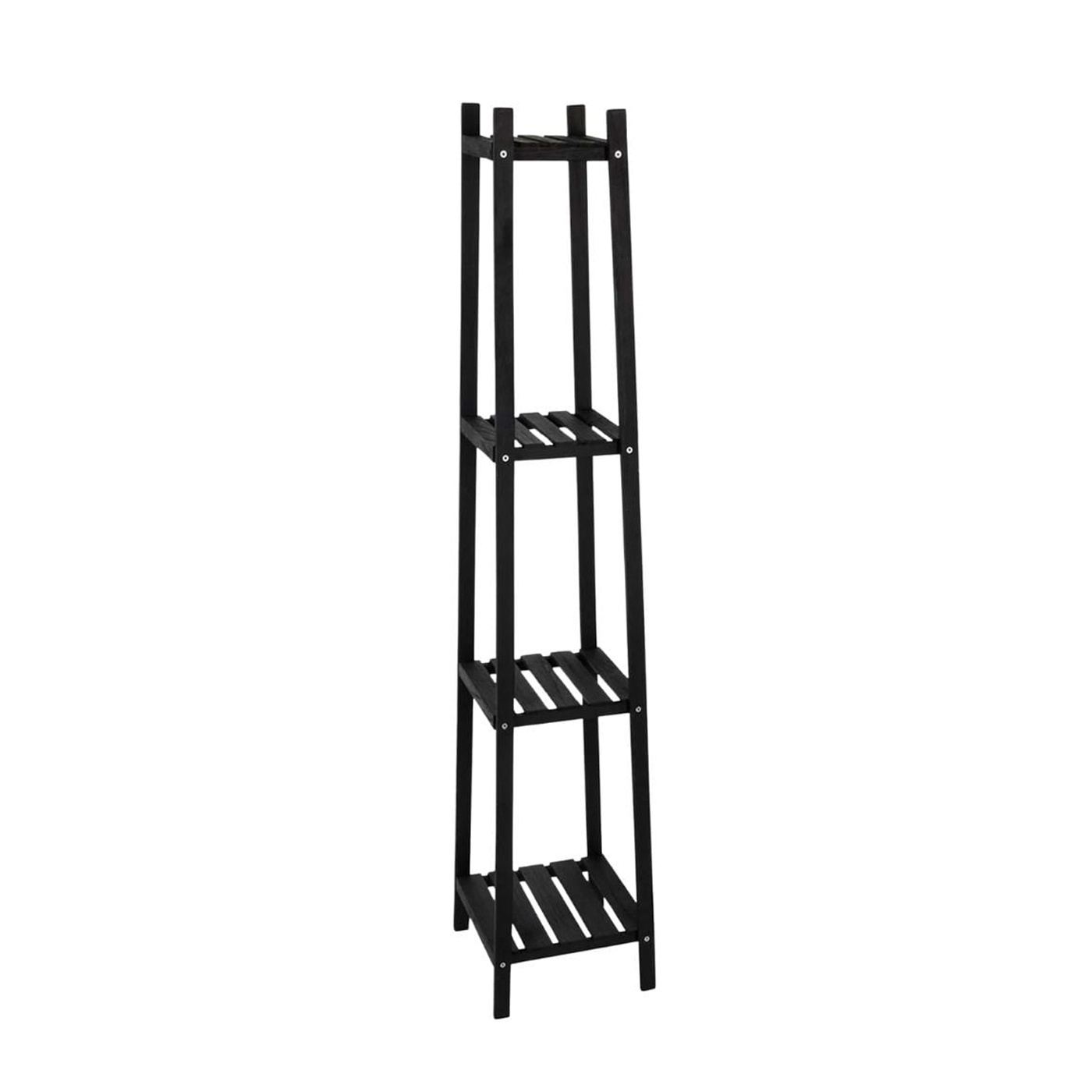 Дървена етажерка за цветя с 4 нива, черен цвят, 30x30x150 см - 2